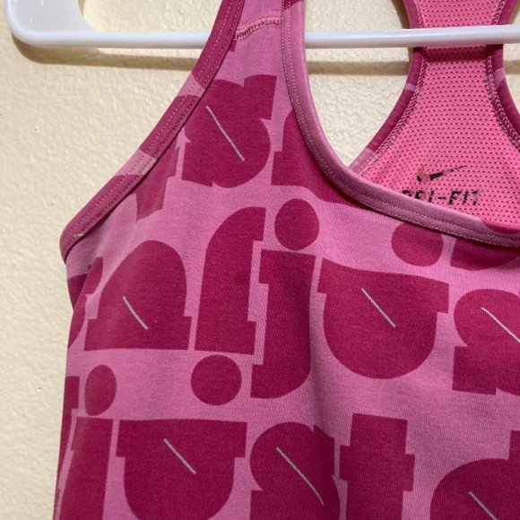 Nike Women's Pink 'Just Do It' Pattern Work Out Tank Top Built In Bra Size Small - Picture 4 of 7